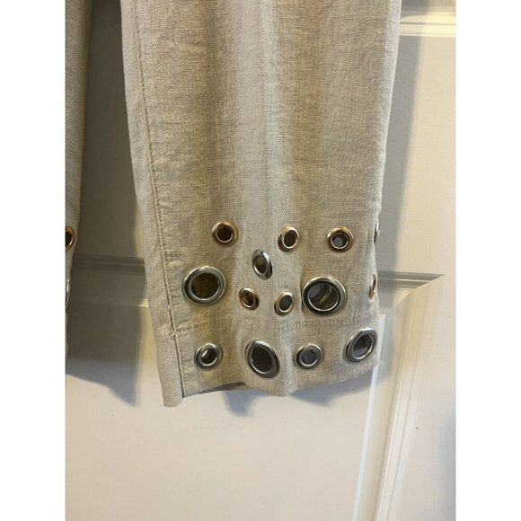 Soft Surroundings Farrah Tan Linen Grommet Cropped Pants PXS - Picture 6 of 6